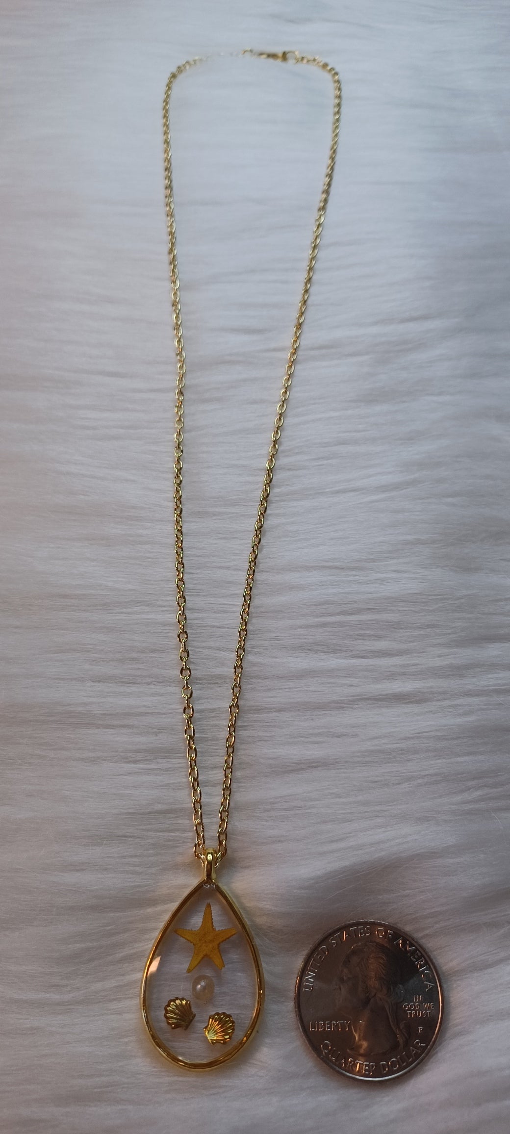 Gold Necklace, Teardrop Under the Sea