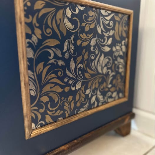 Navy Blue Hand Painted Trunk