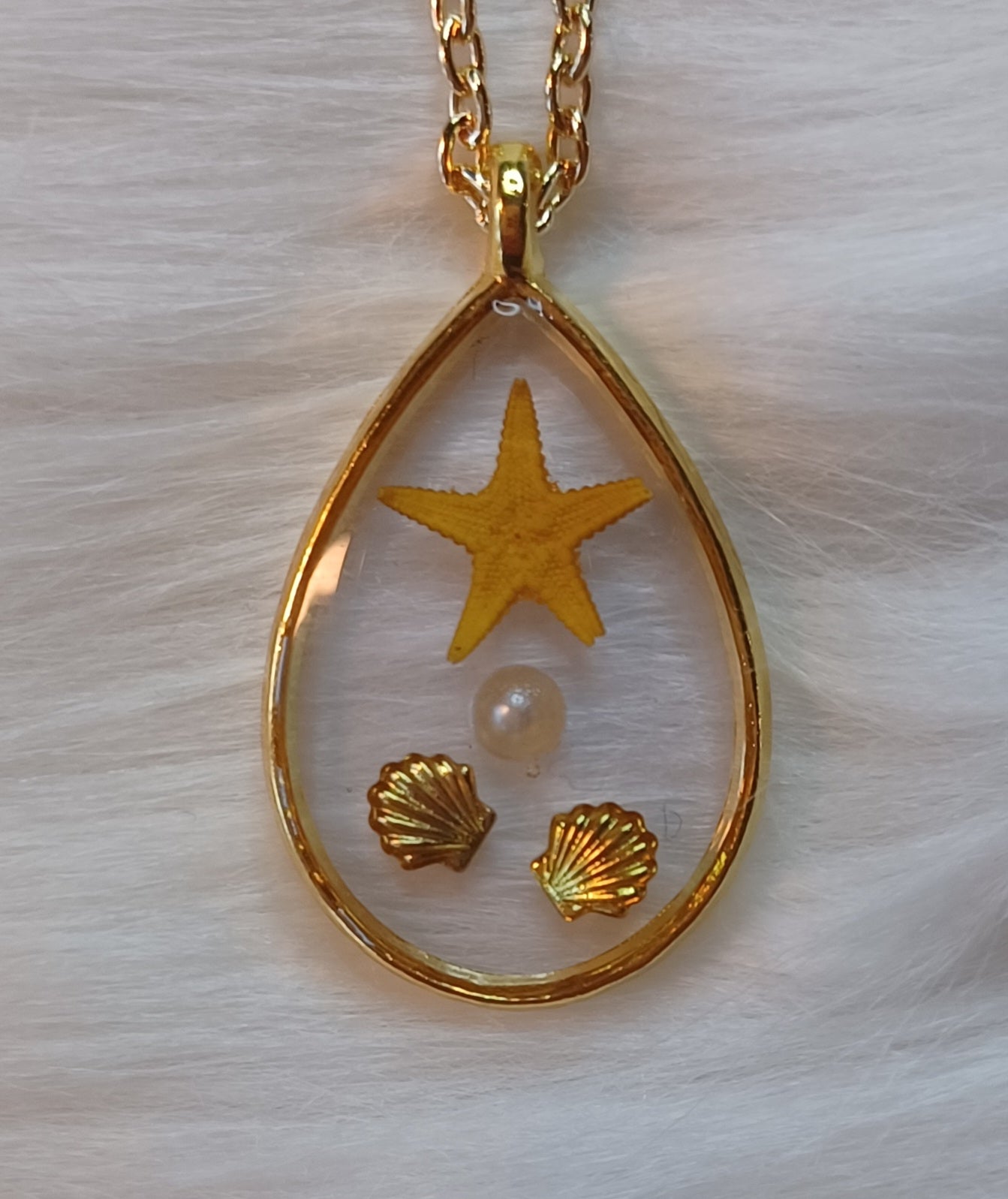 Gold Necklace, Teardrop Under the Sea