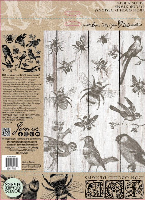 Birds & Bees 12x12 IOD Stamp
