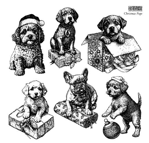 Christmas Pups 12x12 IOD Stamp