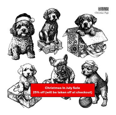 Christmas Pups 12x12 IOD Stamp