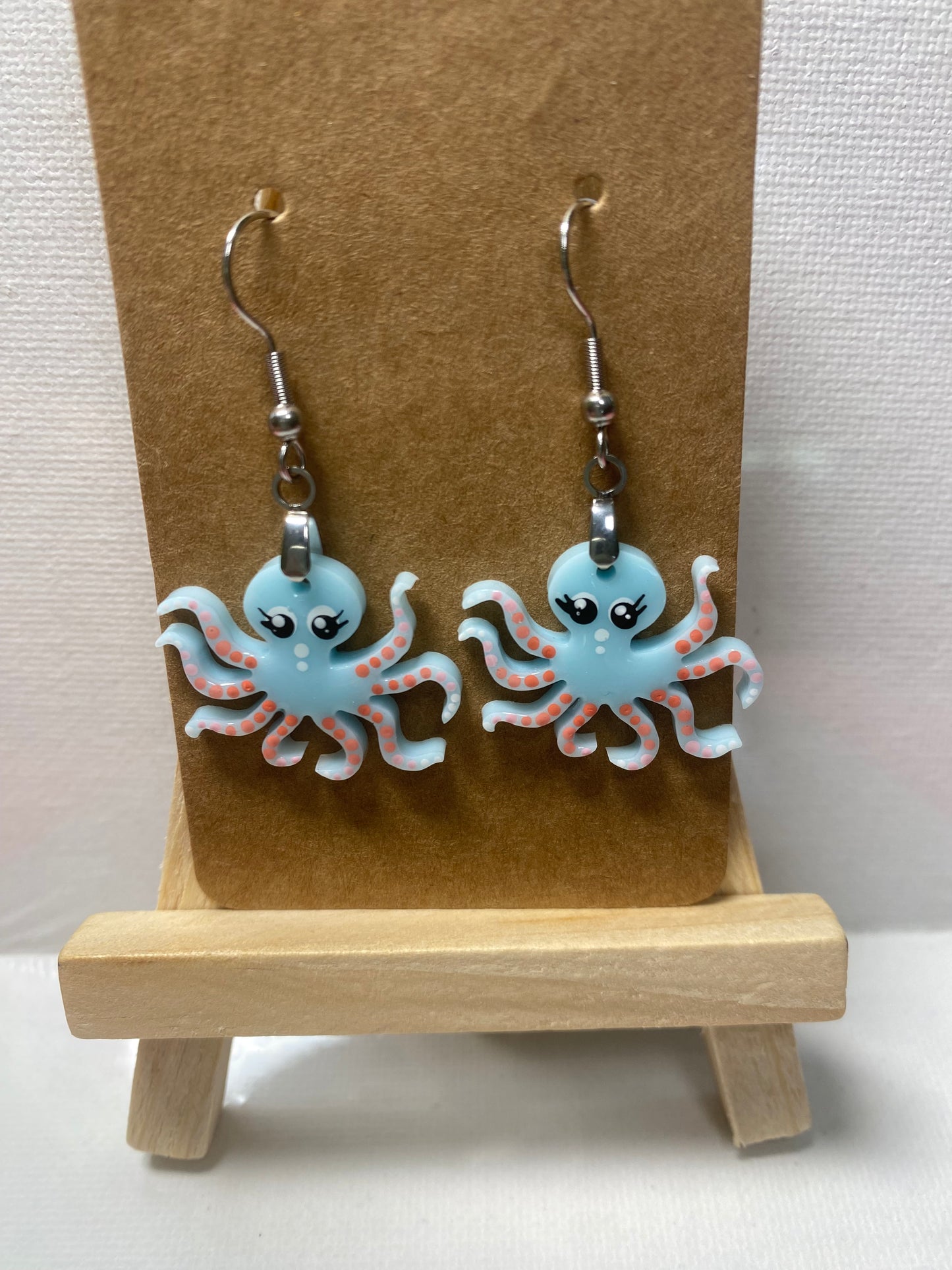Blue Octopus Dangle Earrings