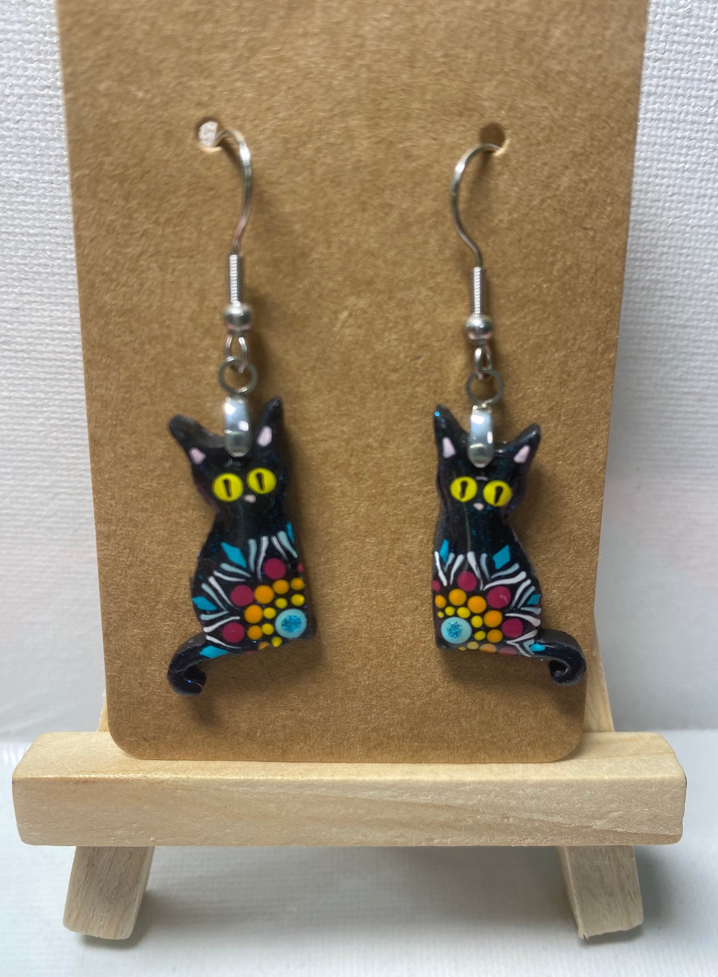 Black Cat Dangle Earrings