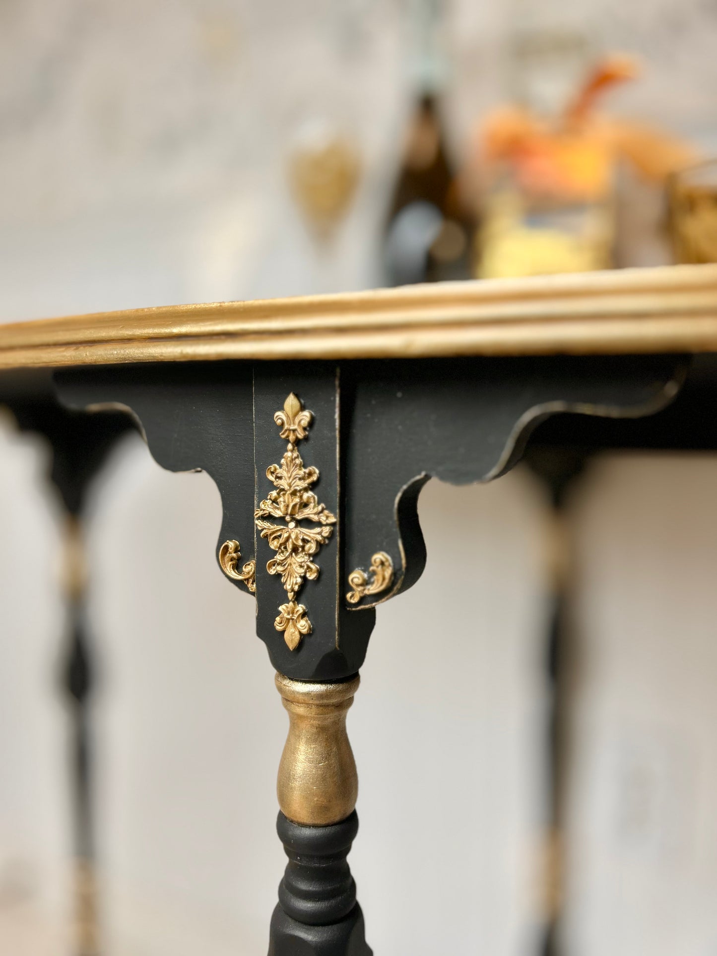 Black and Gold Hand Painted Parlor Table