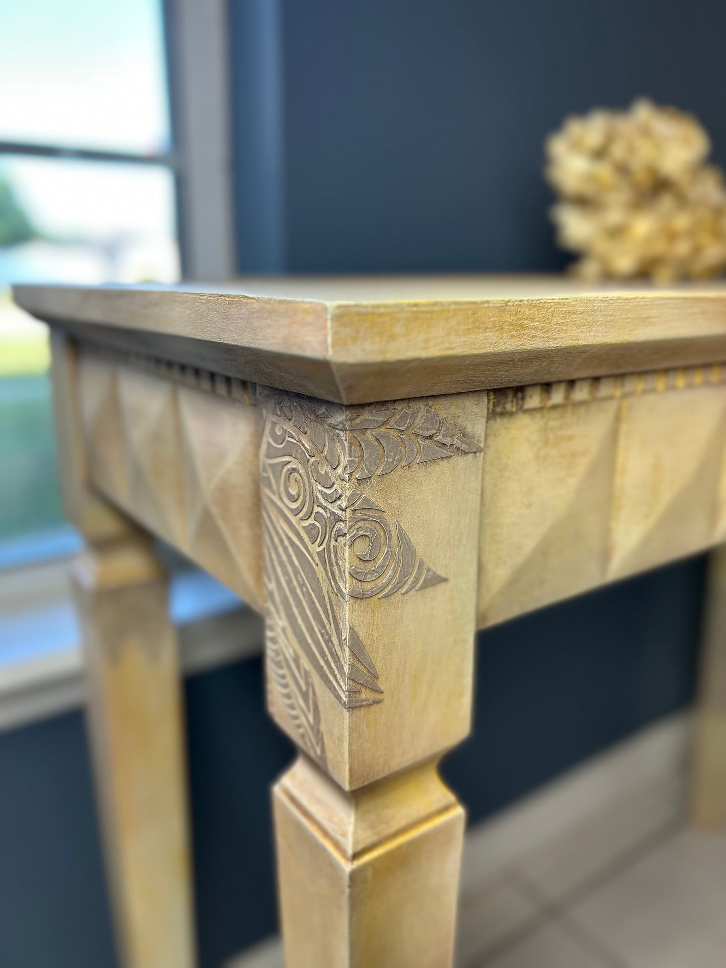 Boho Style Yellow Console Table