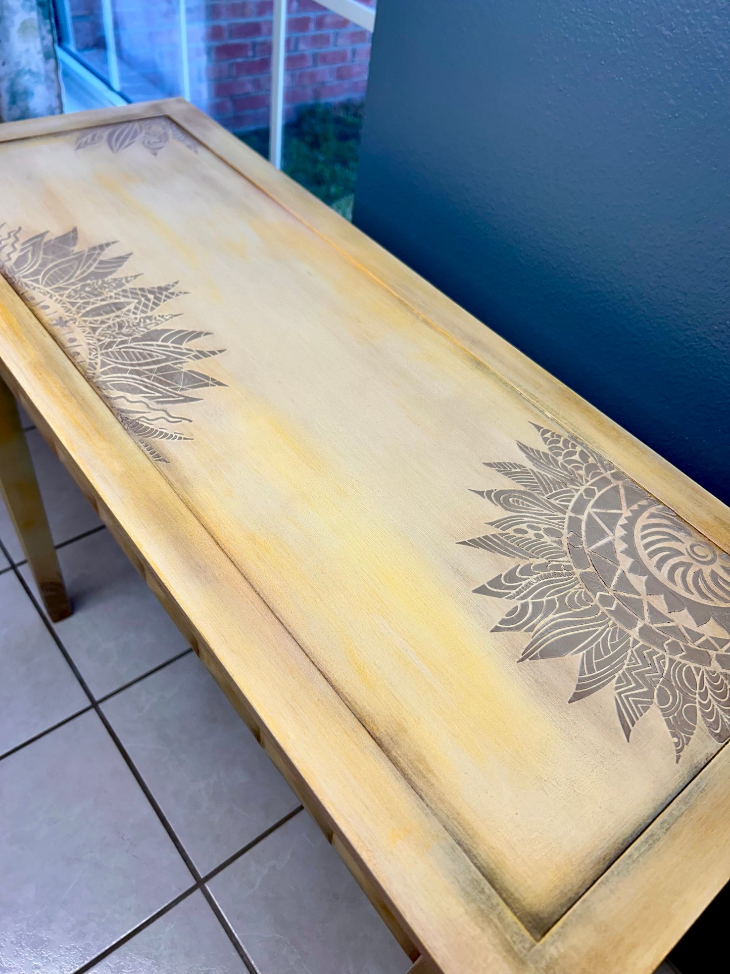 Boho Style Yellow Console Table