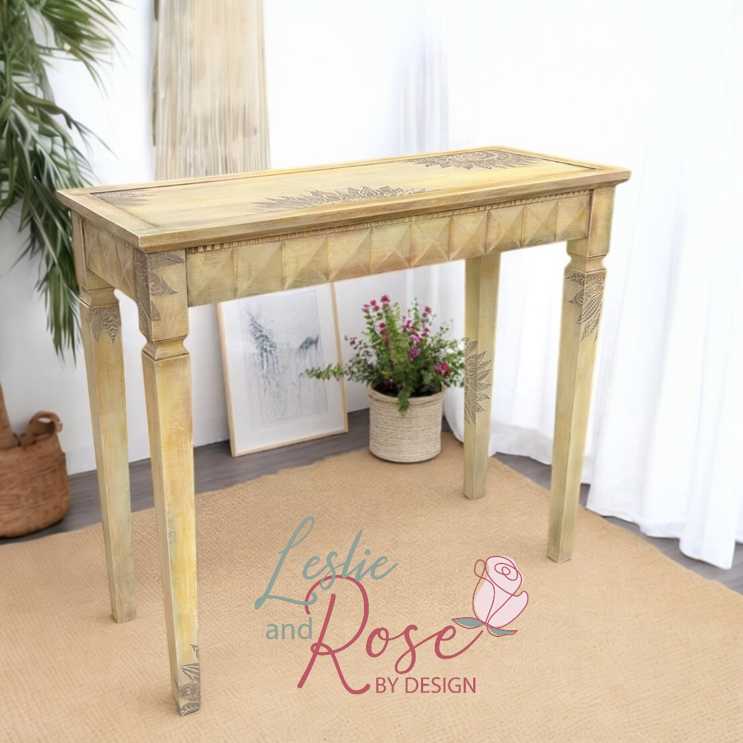 Boho Style Yellow Console Table