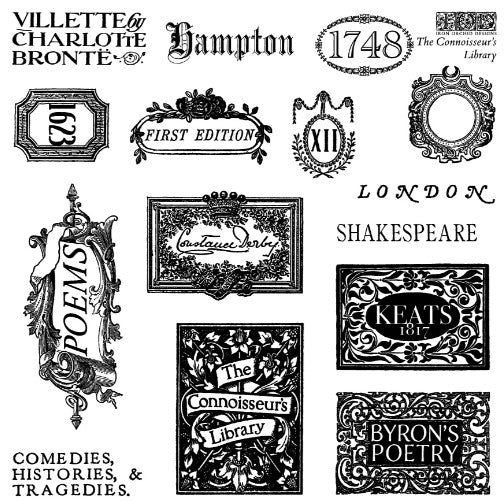 The Connoisseur's Library Labels 6x6 IOD Stamp™