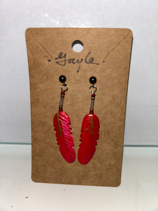 Pink Feather Looking Earrings