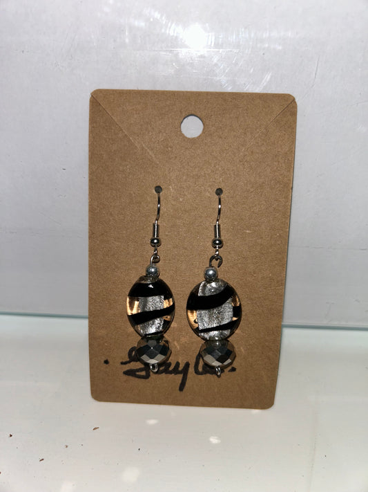 Black & White Striped Earrings