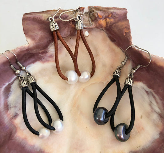 Natural Pearl Hoop Earrings