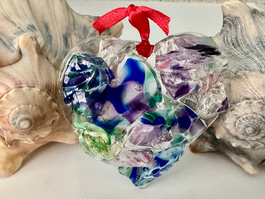 Gorgoeus Art Glass Mosaic Heart Ornament