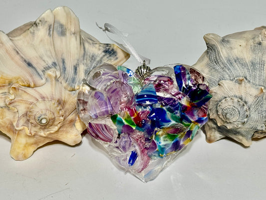 Gorgeous Glass Art From The Heart Christmas Ornament