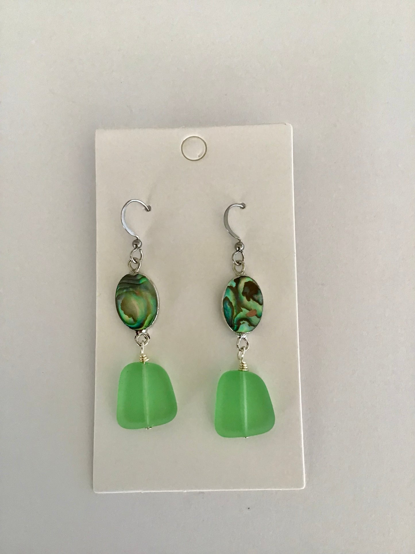 Abalone with tumbled glass earrings