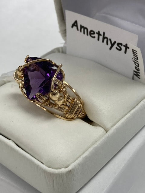 Artisan Prong Ring - size 7.5 Amethyst