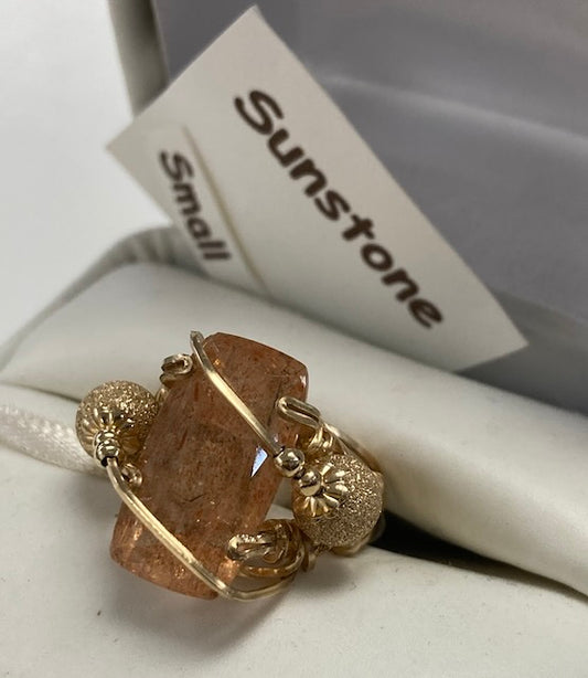 Artisan Prong Ring - size 4.5 Sunstone 14K Gold-filled Wire
