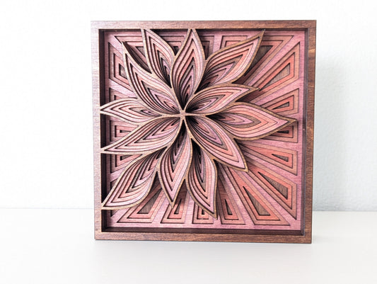 Pink Layered Wooden Flower