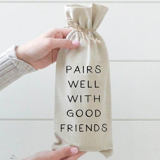 Pairs Well with Good Friends Wine Bag