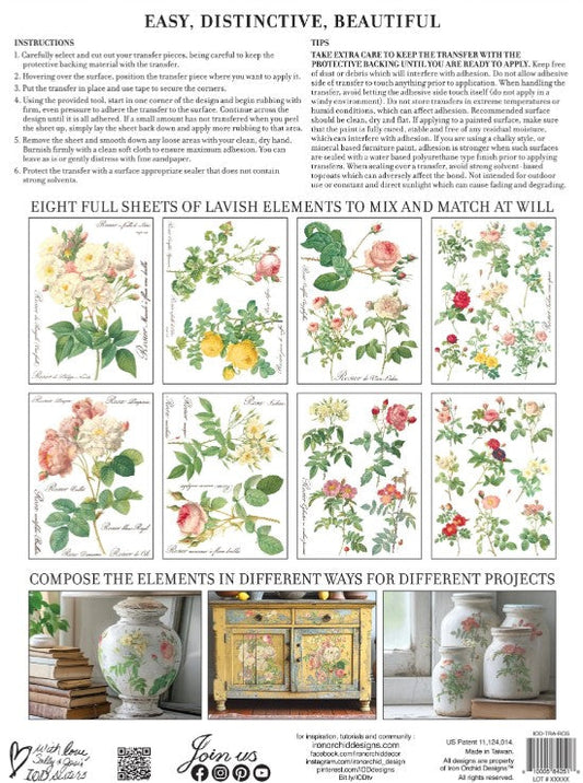 Rose Botanical IOD Transfer 12x16 Pad™