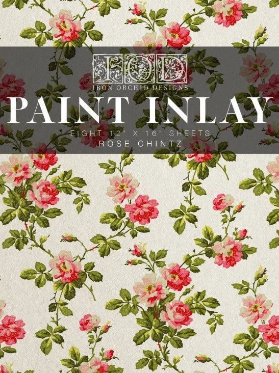 Rose Chintz IOD Paint Inlay 12x16 Pad