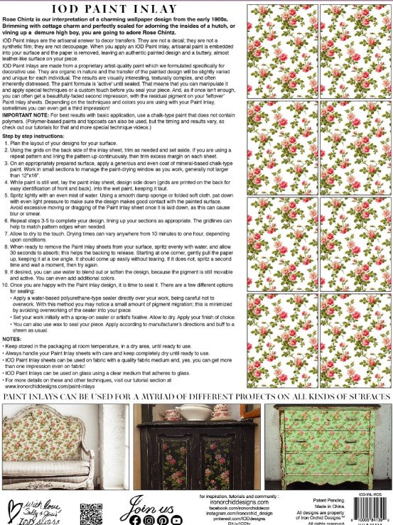 Rose Chintz IOD Paint Inlay 12x16 Pad