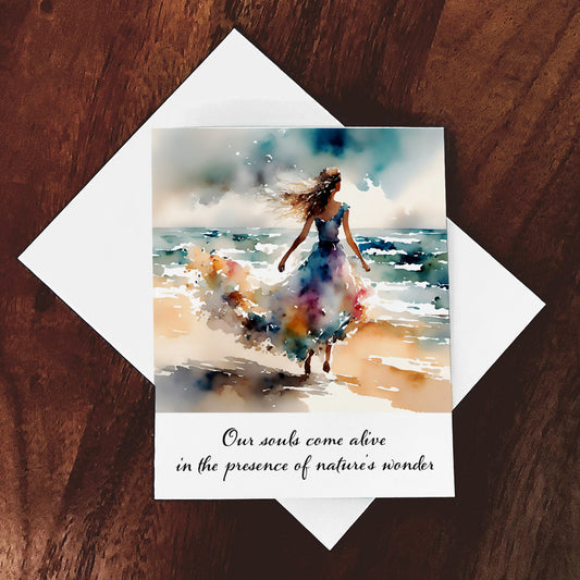 'Alive' Watercolor Style Coastal Quotable Greeting Card