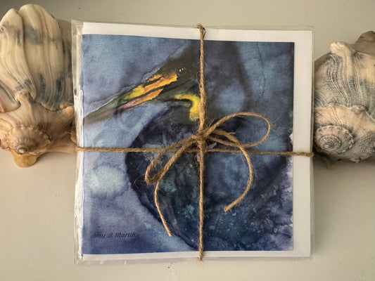 Gift Pack Of 6 Watercolor Greeting Cards - Blue Heron