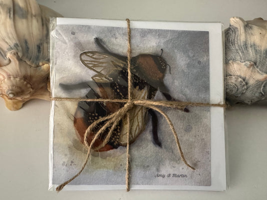 Gift Pack Of 6 Sweet Watercolor Greeting Cards - Bumble Bee