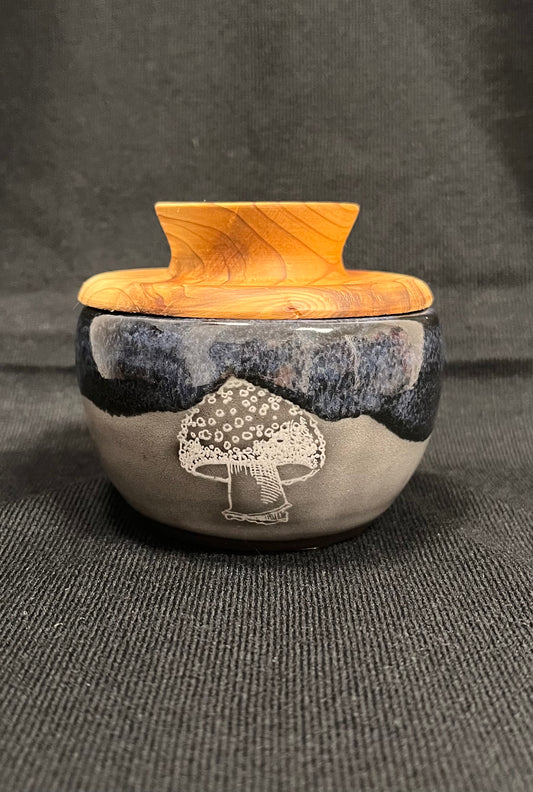 Mushroom Jar with Wooden Lid