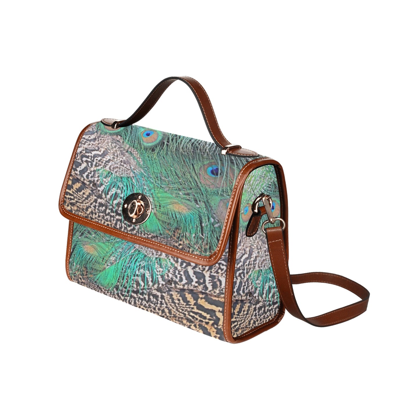 Allover Canvas Print Peacock Handbag