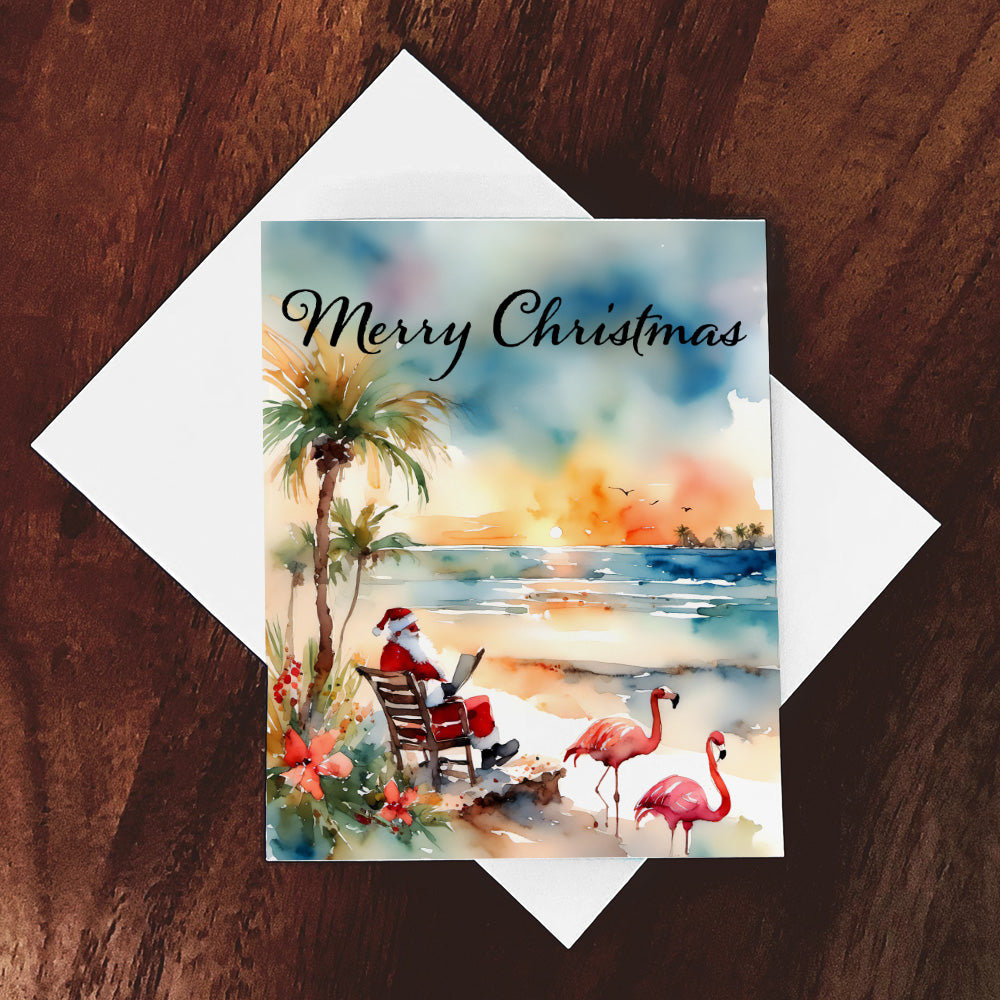 'Sandy Santa' Watercolor Style Christmas Greeting Card