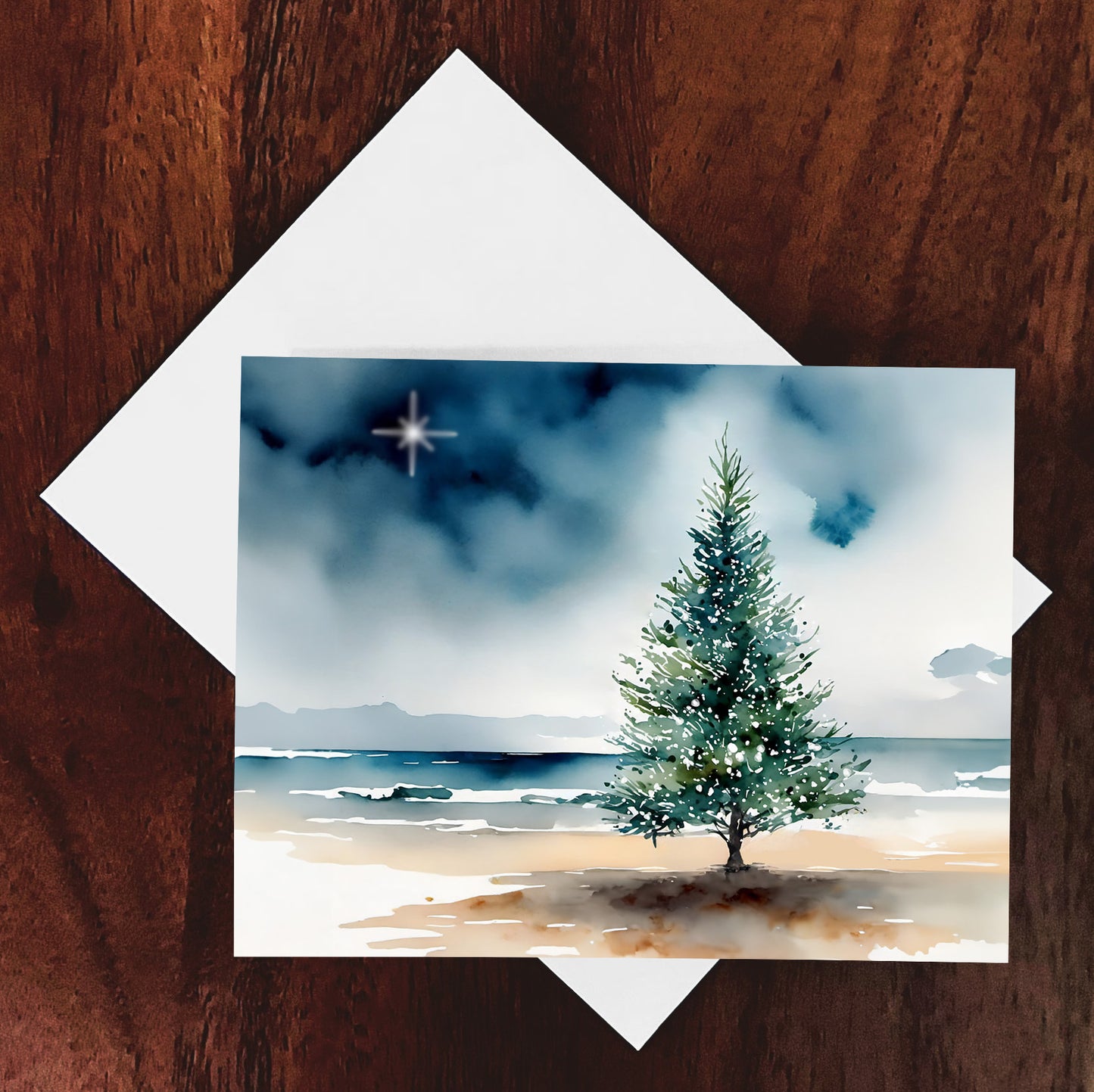 'Silent Night' Watercolor Style Christmas Greeting Card