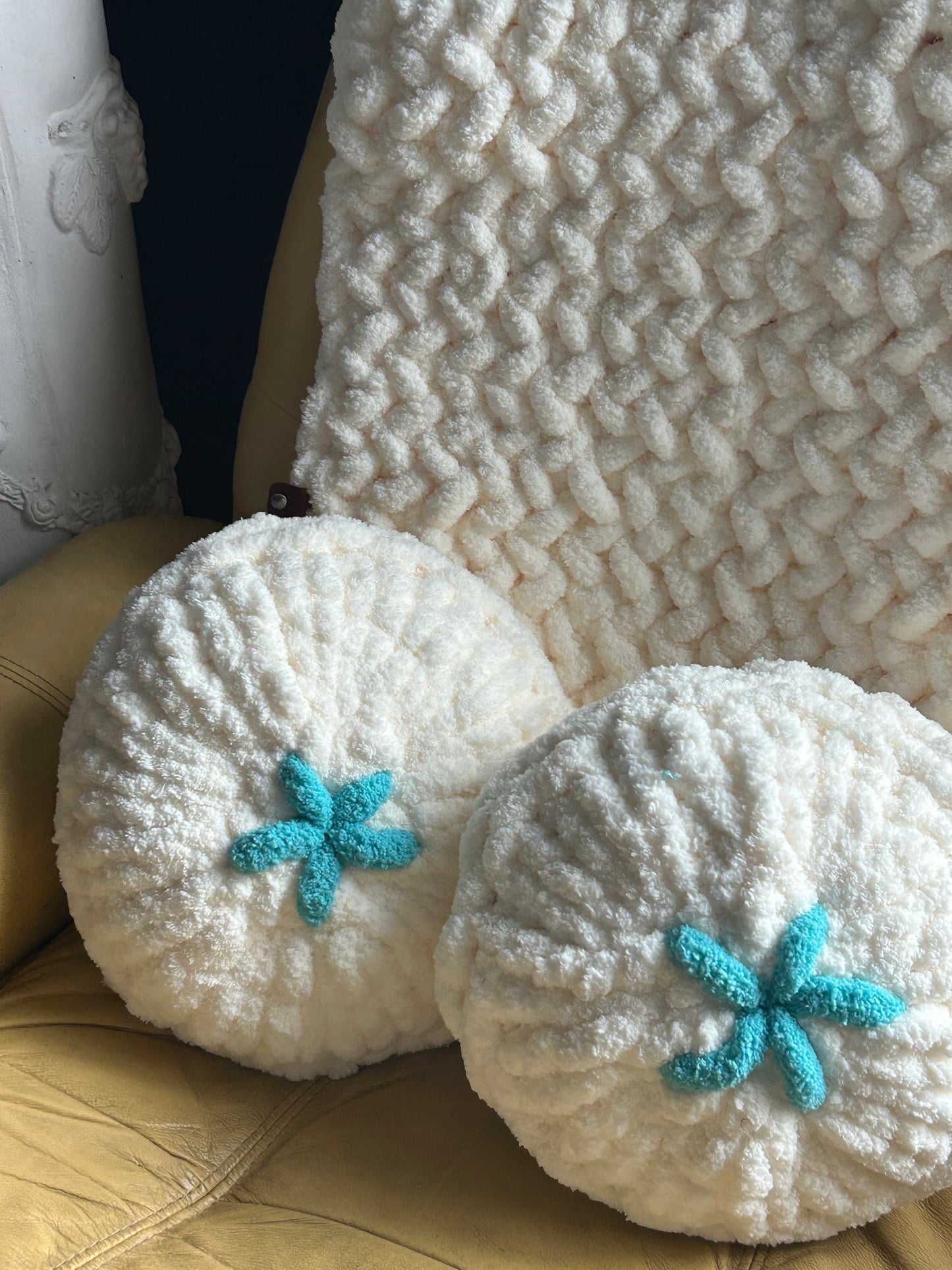 Hand Knit Starfish Pillow