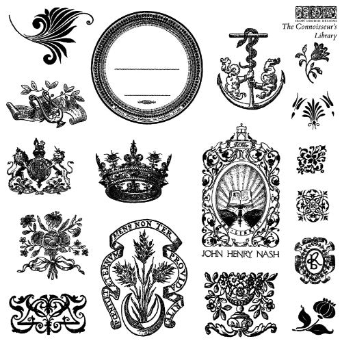 The Connoisseur's Library Labels 6x6 IOD Stamp™